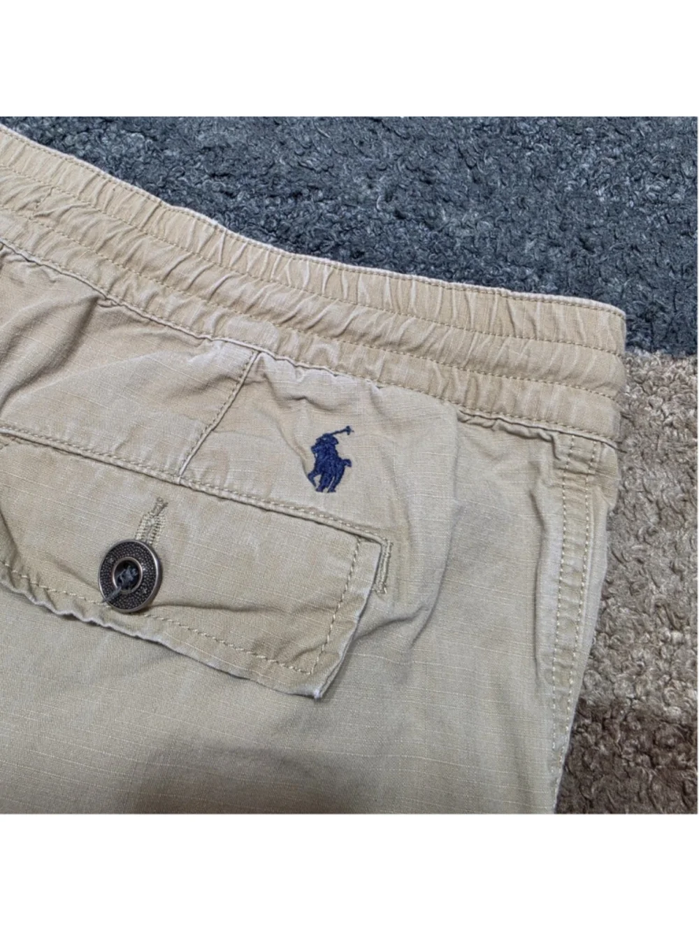 Polo Ralph Lauren Cargo Pants Boys L 14 16 Khaki Drawstring Pony Logo